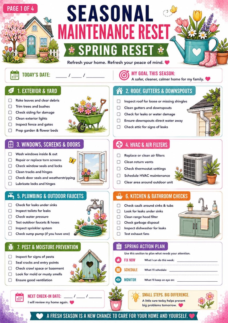 Home Maintenance Planner Printable | Home Maintenance Checklist | Home ...