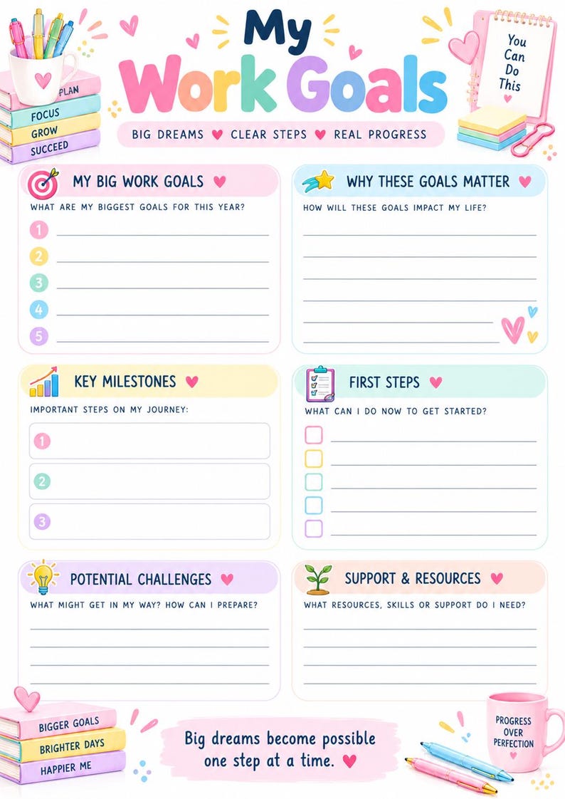 12-Page Work Planner: Productivity, Goals, Project Management (Digital Download) image 6