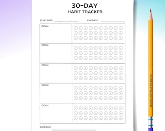 30 Day Challenge PRINTABLE - Habit Tracker - Goal Setting - Habit Challenge - A4/A5/Letter/Half - Instant Download