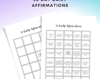 Daily Affirmations PRINTABLE - Positive Affirmation - Self Love & Mental Health Affirmation - A4/A5 - Instant Download