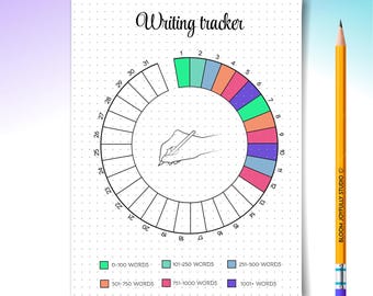 Writing Tracker Printable - Daily Word Count Log - Writing Progress Planner - Printable Planner Pages - A4 & A5 size - Instant Download
