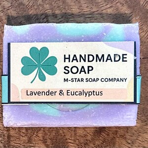 Handmade Lavender Eucalyptus Soap Bar – Natural Cold Process Soap, Purple & Green Artisan Soap, Relaxing Aromatherapy Gift
