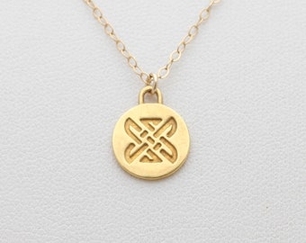 Gold Love Charm , Infinite love knot pendant , Celtic symbol, Goldfilled Necklace , 18k Gold plated pendant