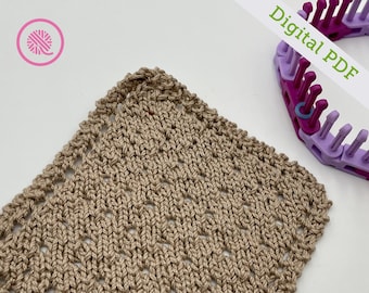 Loom Knit C2C Eyelet Square