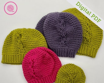 Crochet Worsted Cabled Hats