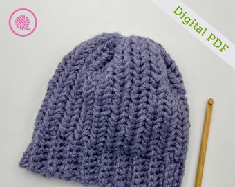 Crochet Herringbone Ribbed Hat