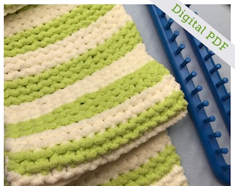 Loom Knit Garter Stripe Baby Blanket