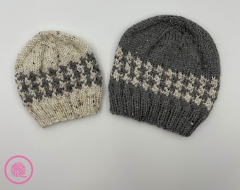 Loom Stickade Hundtandsmönster Fair Isle-hattar