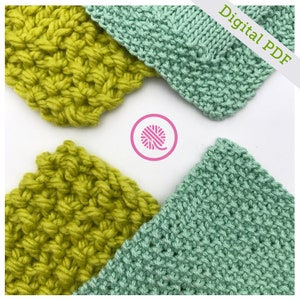 Needle Knit Seed Stitch Washcloth 4-in1 Pattern image 1