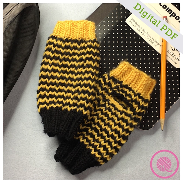 Needle Knit Bumblebee Youth Fingerless Mitts