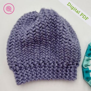 Loom Knit Vertical Herringbone Ribbed Hat