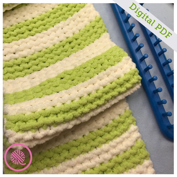 Loom Knit Garter Stripe Baby Blanket