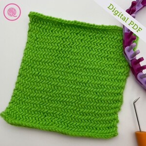 May include: A green knitted fabric swatch with a herringbone pattern. The fabric is made with a crochet stitch.