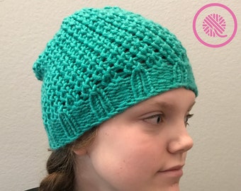 Needle Knit Seagrass Slouchy Beanie