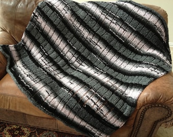 Loom Knit Striped Afghan PATTERN: 55" Square (PDF Pattern)