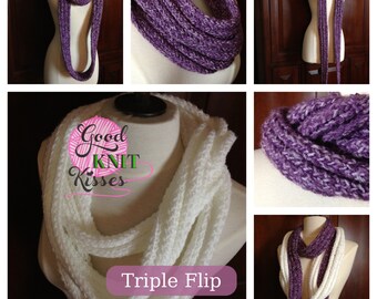 Loom knit Triple Flip Scarf PATTERN