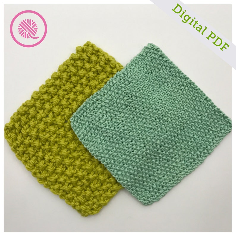 Needle Knit Seed Stitch Washcloth 4-in1 Pattern image 2