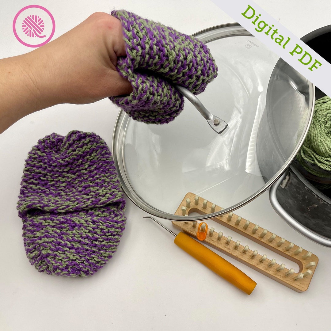 Loom Knit Fingertip Potholder mini Oven Mitt (Instant Download) 