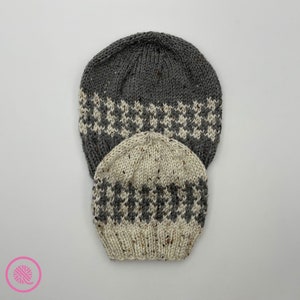 Needle Knit Houndstooth Fair Isle Hats