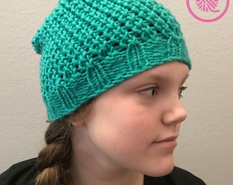 Loom Knit Seagrass Slouchy Beanie