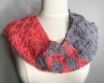 Loom Knit Coral Breezes Infinity Scarf