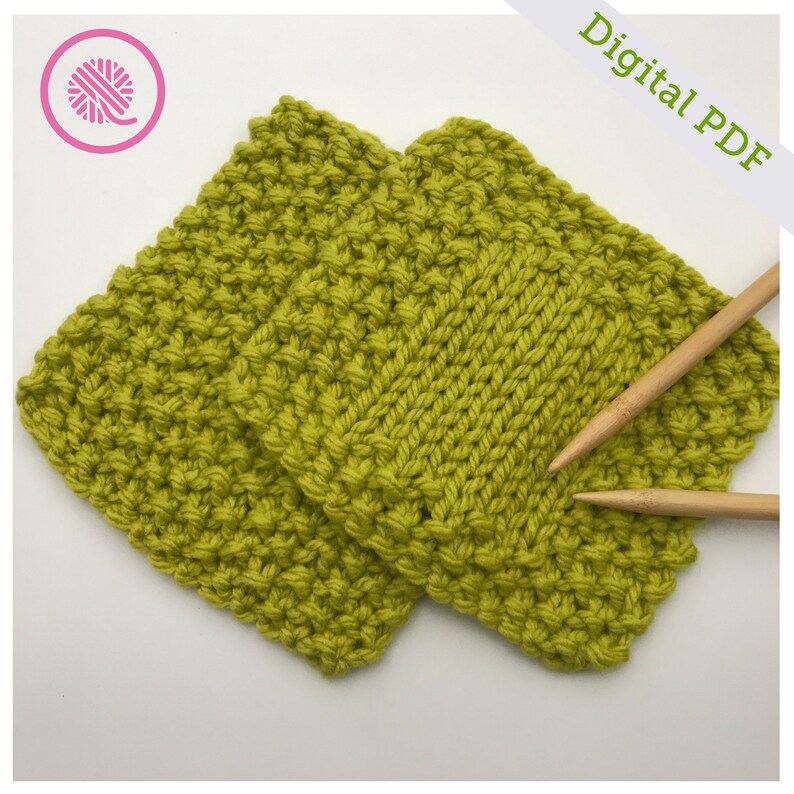 Needle Knit Seed Stitch Washcloth 4-in1 Pattern image 4