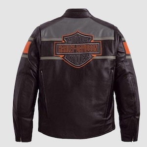 Harley Davidson Men&#39;s Premium Quality Motorcycle Leather Jacket