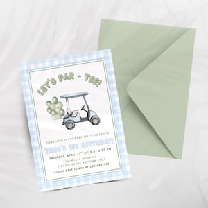 Let’s Par-Tee Birthday Invitation | Golf Birthday Party Invite Any Age | Editable Canva Template | Boys Golf Printable Instant Download