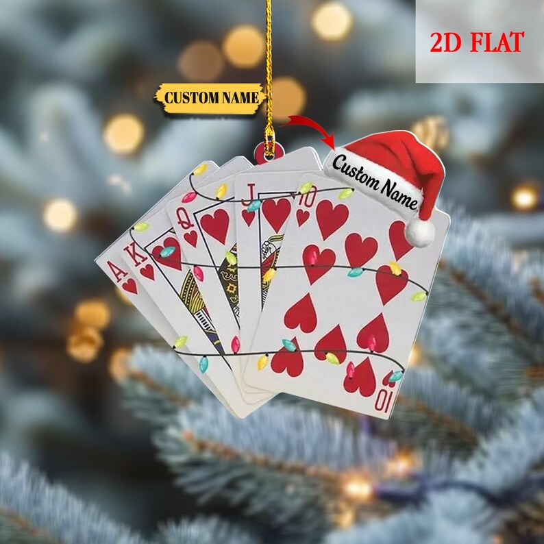 Playing Cards Ornament 2025, Personalized Casino Ornament Christmas ...