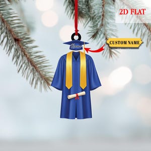 Customized Graduation Gown Ornament: School Name, Class of Year 2025