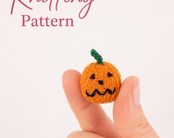 Knit Miniature Pumpkin Pattern – 1:12 Scale Dollhouse Fall Decor (PDF Pattern)