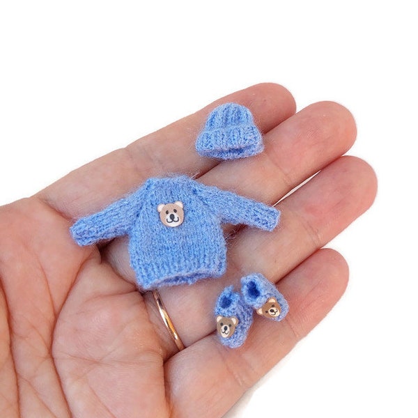 Ensemble pour chambre d'enfant miniature maison de poupée pull et chapeau pour bébé