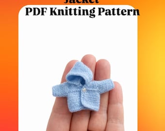 Miniature Hooded Jacket Knitting Pattern: 1/12th Scale Dollhouse (PDF Pattern) in English