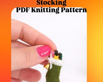 Miniature Christmas Stocking PDF Knitting pattern Dollhouse DIY