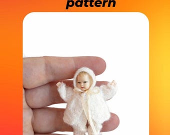 Miniature Doll Clothes Knitting Pattern, 1:12 Scale Baby Outfit (PDF Pattern)