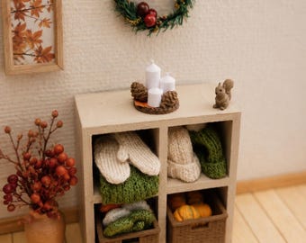 Handmade Miniature Autumn Candle Arrangement with Pine Cones (1:12 Scale)