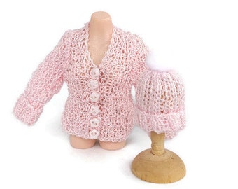 Modern Dollhouse Miniature Cardigan and Hat Clothes for Dolls