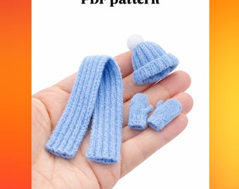 Dollhouse Hat, Scarf & Mittens Knitting Pattern – 1:12 Scale (PDF Download)
