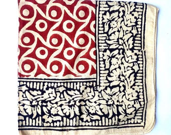 Pañuelo de algodón con estampado a mano: bufanda bohemia, 53 x 53 cm