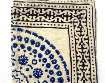 Pañuelo de cachemira de algodón orgánico: estampado a mano en bloque, tintes naturales