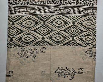 Hand Block Print Cotton Sarong: Indian Beach Wrap, Floral Pareo