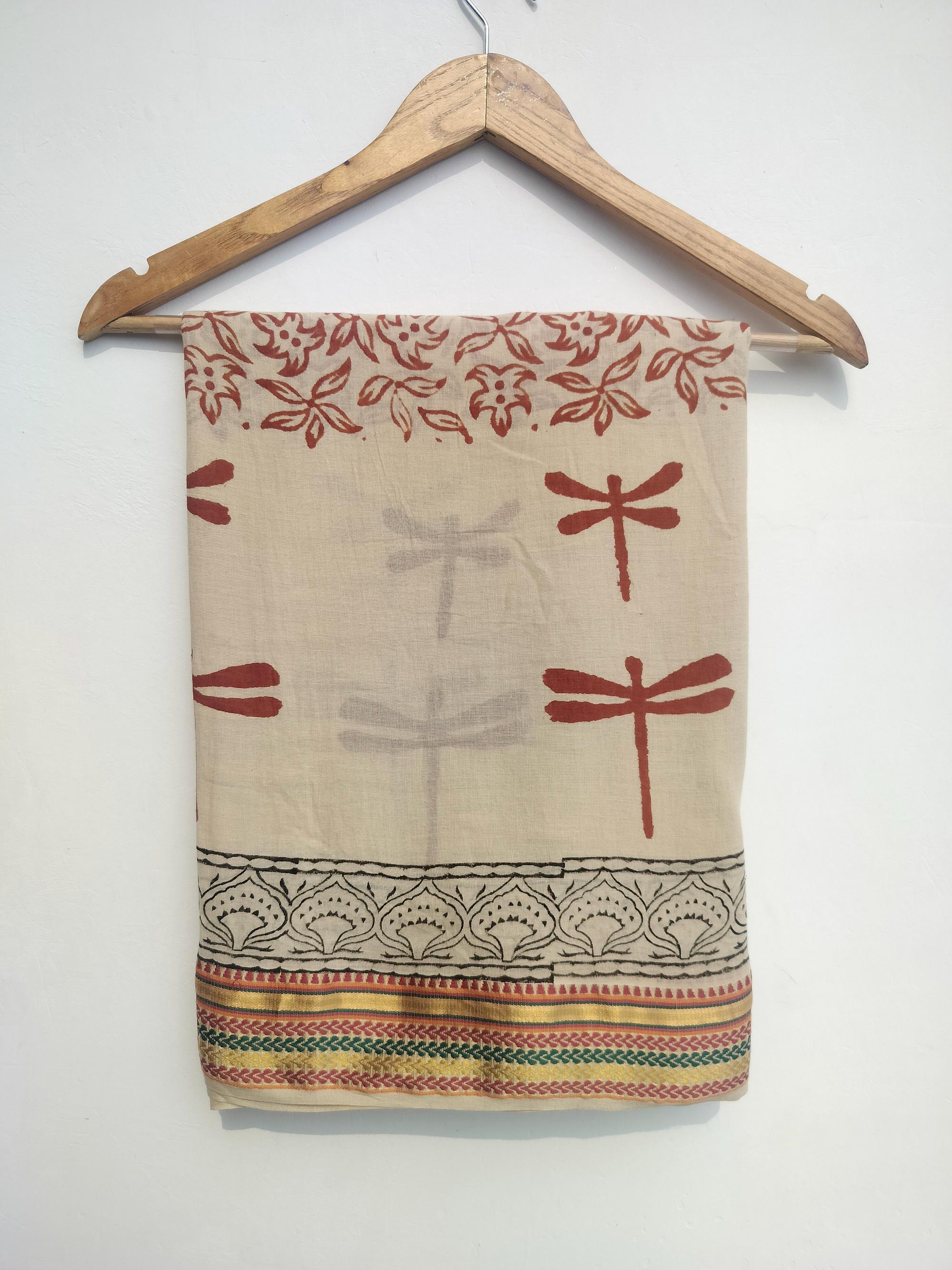Hand Block Print Cotton Sarong: Beach Cover-Up, Bagru Print