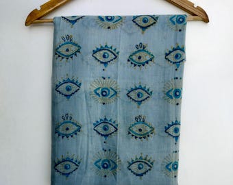 Indian Eyes Block Print Zari Beach Sarong Cotton Sarong Pareo Scarf Gifts For Her