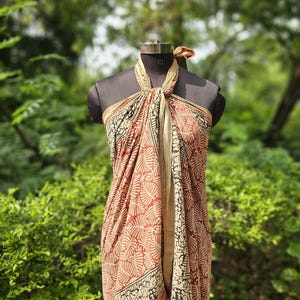 Handmade Bagru Print Cotton Sarong: Lightweight Beach Cover-Up