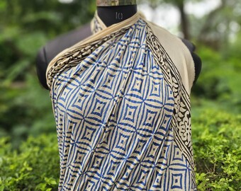 Indian Block Print Cotton Sarong: Beach Wrap Scarf, 42x72 Inches