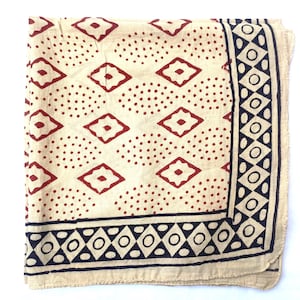 Block Print Cotton Bandana: Bohemian Neck Scarf, Handkerchief