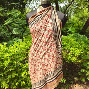 Handblockdruck-Sarong aus Baumwolle: Strand-Abdeckungsschal