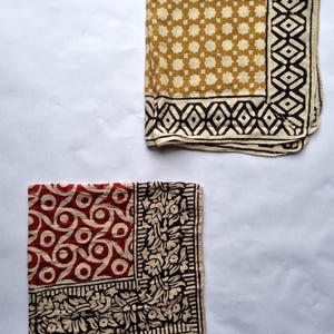 Paisley Cotton Bandana Scarf Set: Hand Block Print Organic Design