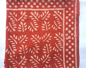 Block Print Cotton Bandana Scarf: Boho Paisley Headwrap 21x21