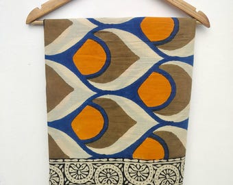 Hand Block Print Cotton Sarong: Bagru Print Beach Cover-Up